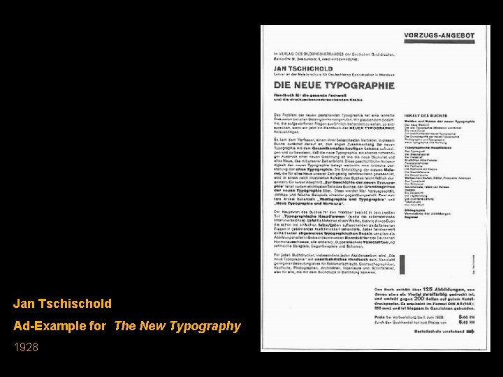 Jan Tschischold Ad-Example for The New Typography 1928 