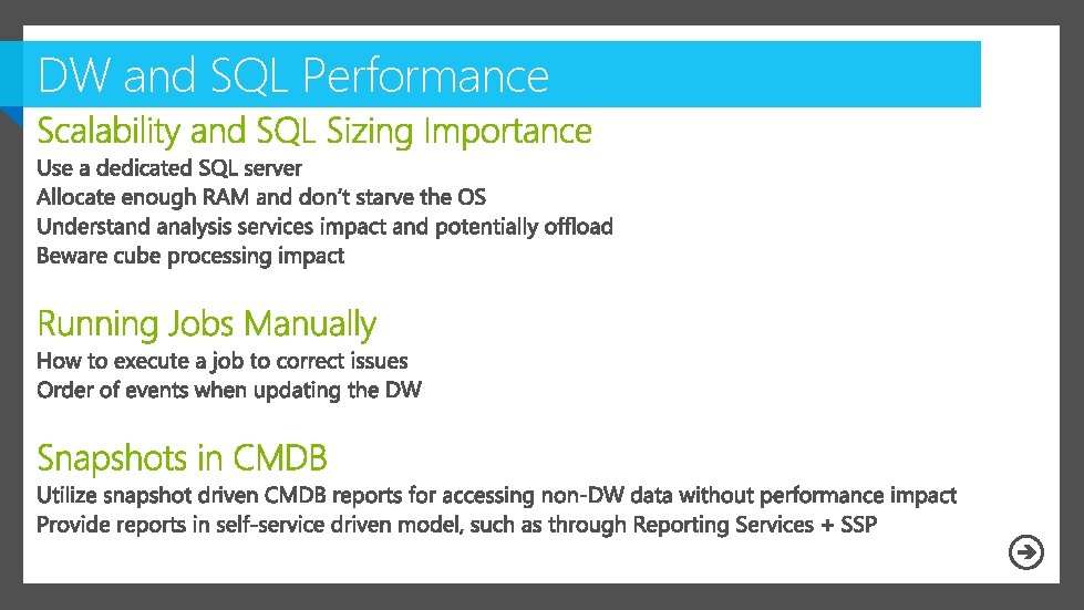 DW and SQL Performance 