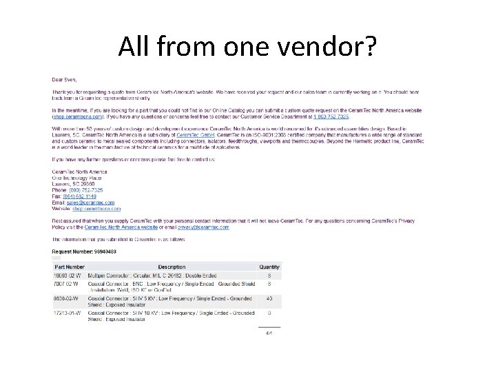 All from one vendor? 