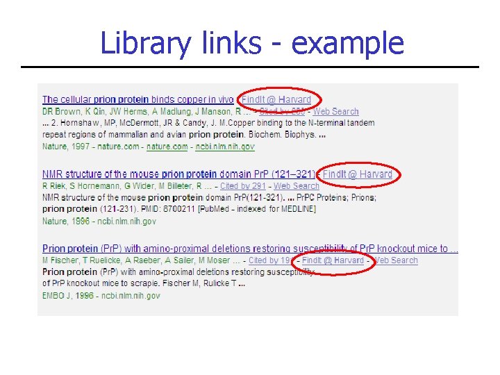 Library links - example 