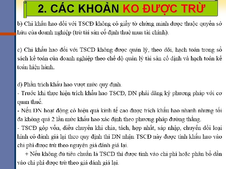 2. CÁC KHOẢN KO ĐƯỢC TRỪ 