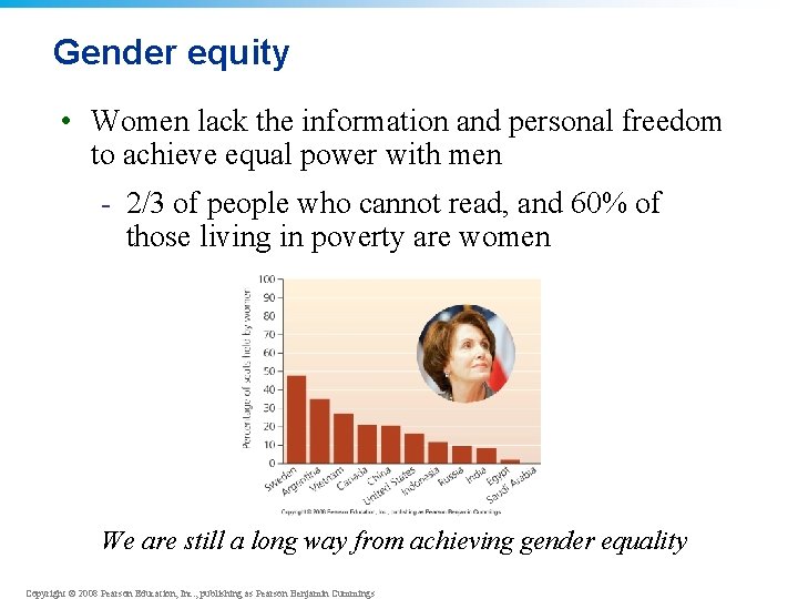 Gender equity • Women lack the information and personal freedom to achieve equal power