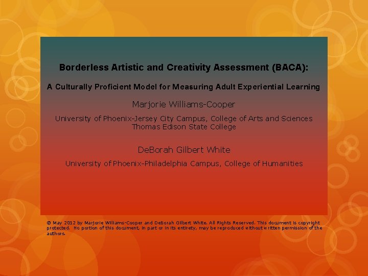 Borderless Artistic and Creativity Assessment (BACA): A Culturally Proficient Model for Measuring Adult Experiential