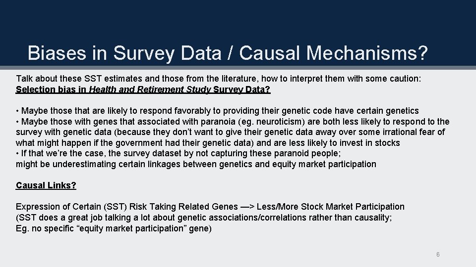 Biases in Survey Data / Causal Mechanisms? Talk about these SST estimates and those