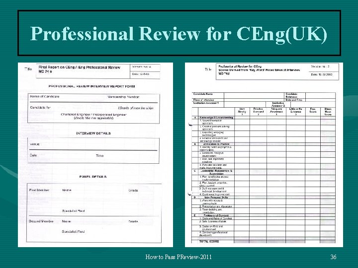 Professional Review for CEng(UK) How to Pass PReview-2011 36 