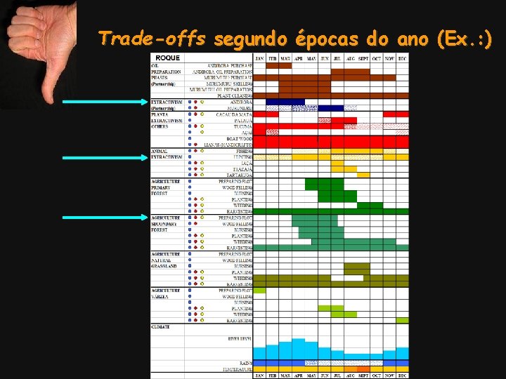 Trade-offs segundo épocas do ano (Ex. : ) 