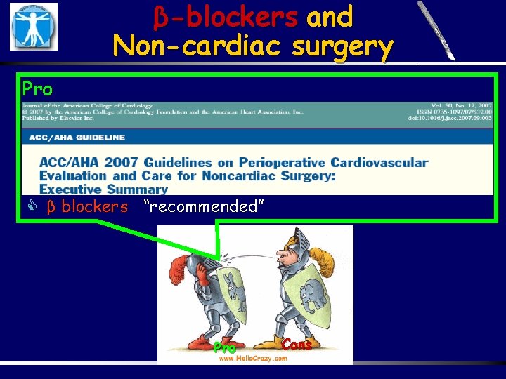 β-blockers and Non-cardiac surgery Pro β blockers “recommended” Pro Cons 