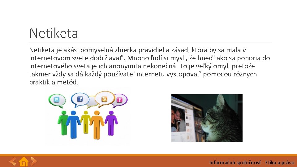 Netiketa je akási pomyselná zbierka pravidiel a zásad, ktorá by sa mala v internetovom