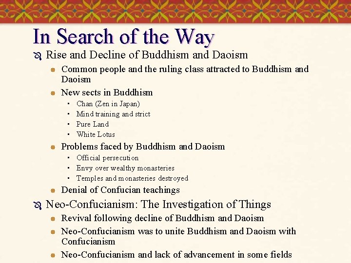 In Search of the Way Ô Rise and Decline of Buddhism and Daoism ]