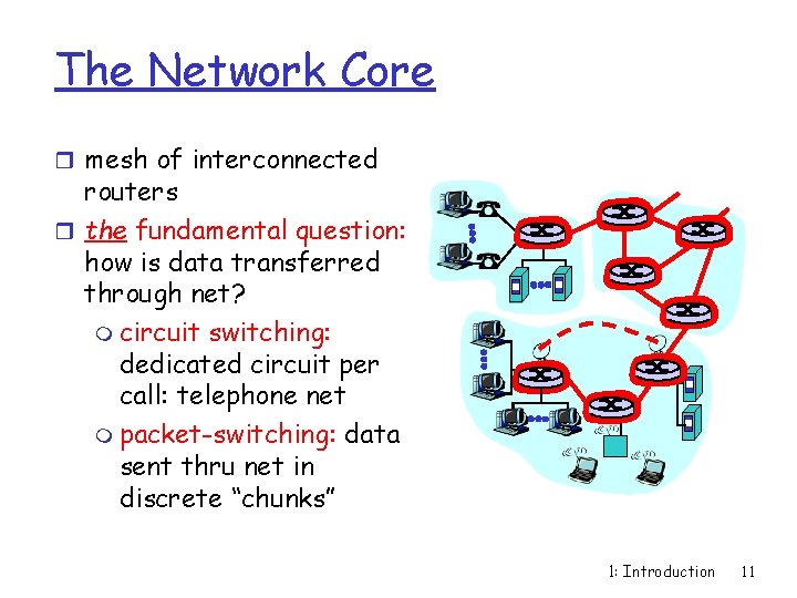 The Network Core r mesh of interconnected routers r the fundamental question: how is