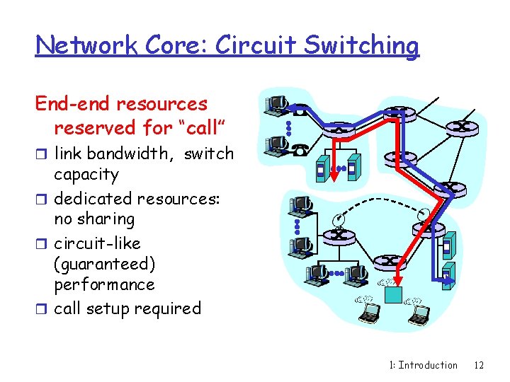 Network Core: Circuit Switching End-end resources reserved for “call” r link bandwidth, switch capacity