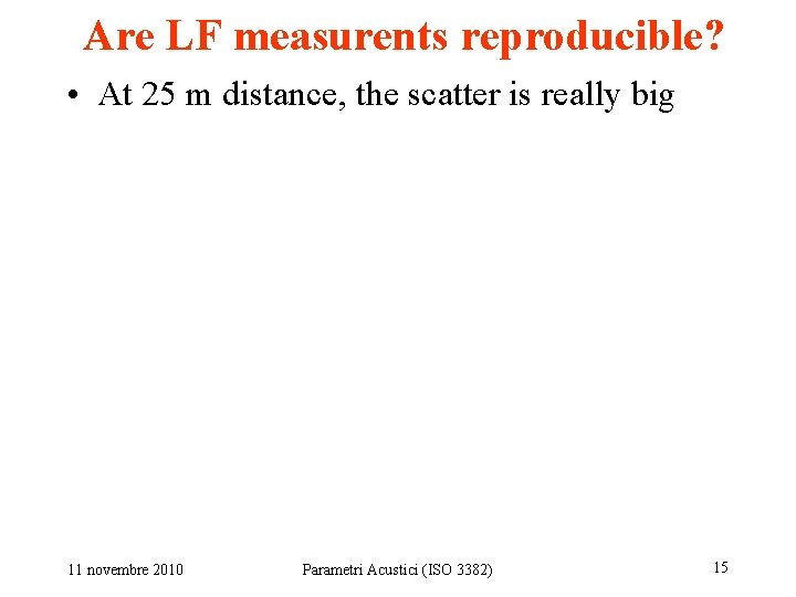 Are LF measurents reproducible? • At 25 m distance, the scatter is really big