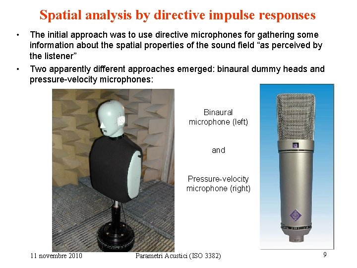 Spatial analysis by directive impulse responses • • The initial approach was to use