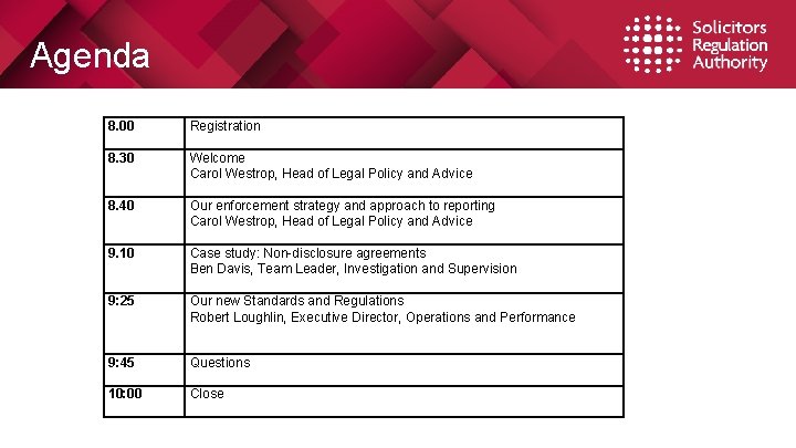 Agenda 8. 00 8. 30 8. 40 9. 10 9: 25 9: 45 10: Agenda 8. 00 8. 30 8. 40 9. 10 9: 25 9: 45 10: