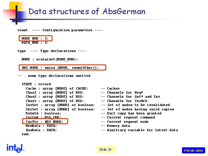 Data structures of Abs. German const ---- Configuration parameters ---- NODE_NUM : 2; DATA_NUM