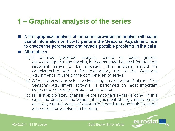 1 – Graphical analysis of the series n A first graphical analysis of the