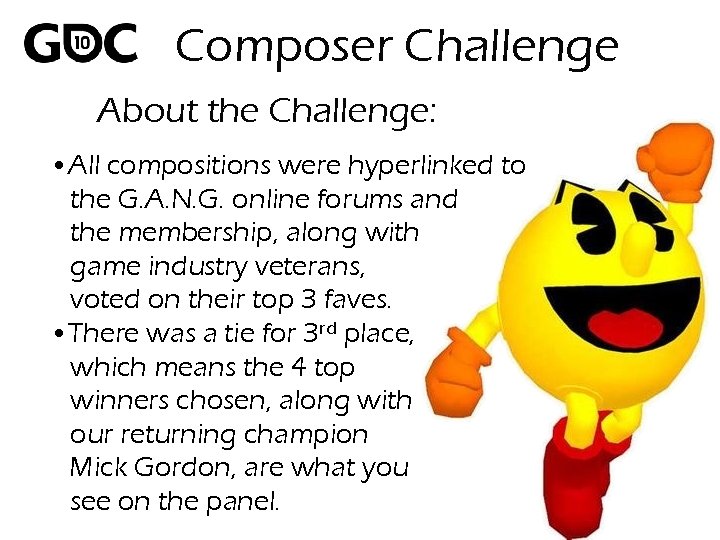 Composer Challenge About the Challenge: • All compositions were hyperlinked to the G. A.