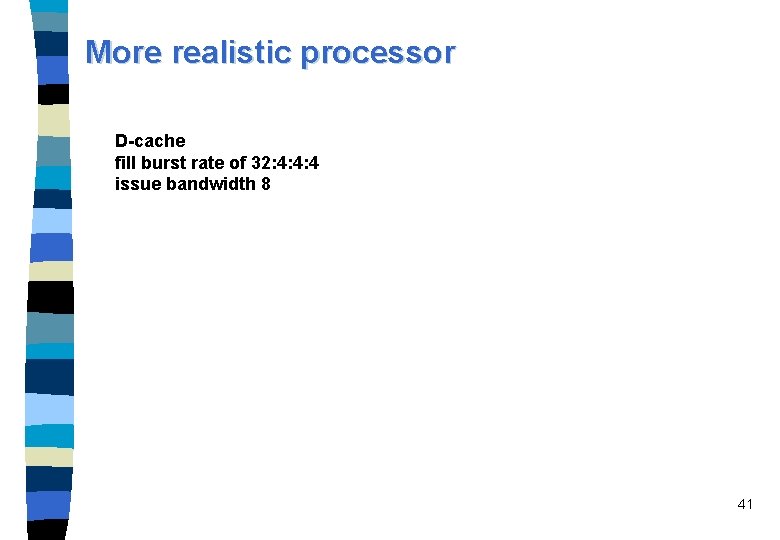 More realistic processor D-cache fill burst rate of 32: 4: 4: 4 issue bandwidth