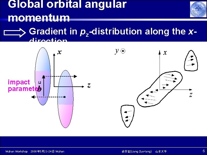 Global orbital angular momentum Gradient in pz-distribution along the xdirection x impact parameter Wuhan Global orbital angular momentum Gradient in pz-distribution along the xdirection x impact parameter Wuhan