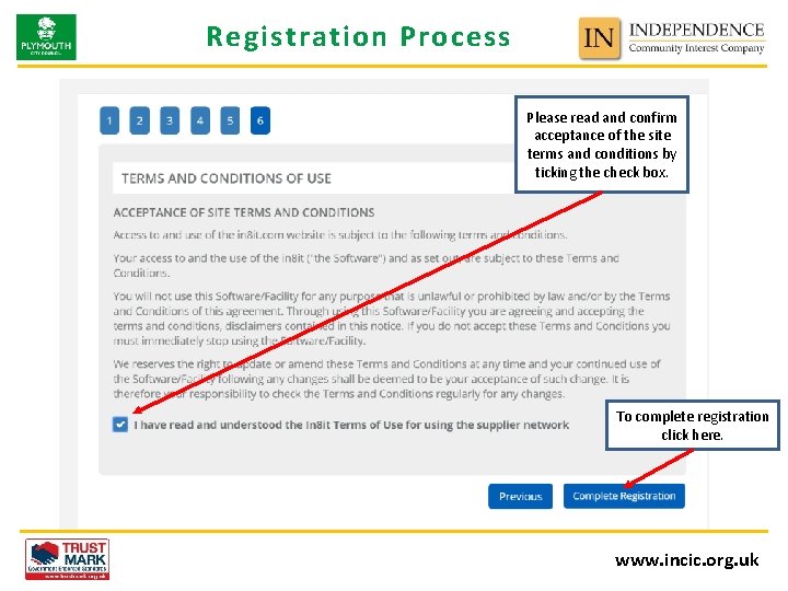 Registration Process Please read and confirm acceptance of the site terms and conditions by