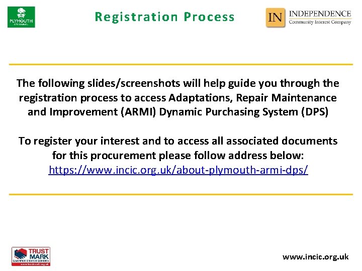 Registration Process The following slides/screenshots will help guide you through the registration process to