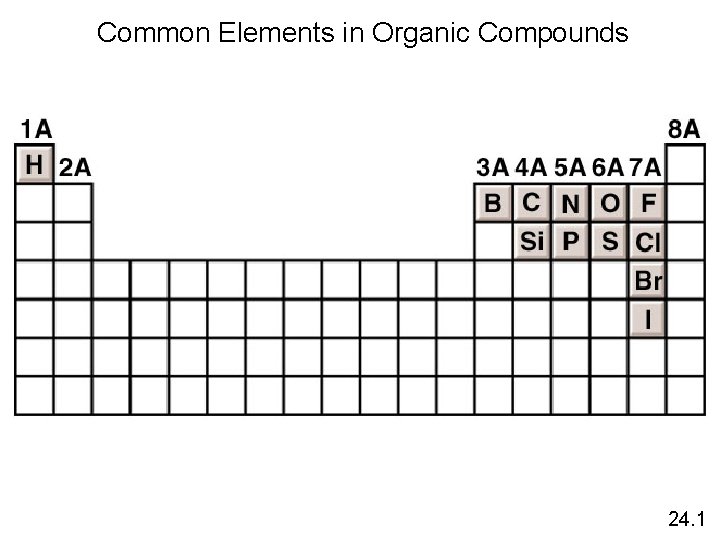 Common Elements in Organic Compounds 24. 1 Common Elements in Organic Compounds 24. 1