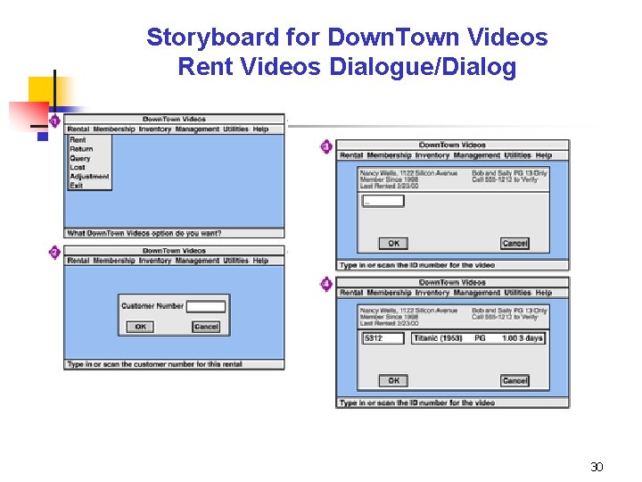 Storyboard for Down. Town Videos Rent Videos Dialogue/Dialog 30 