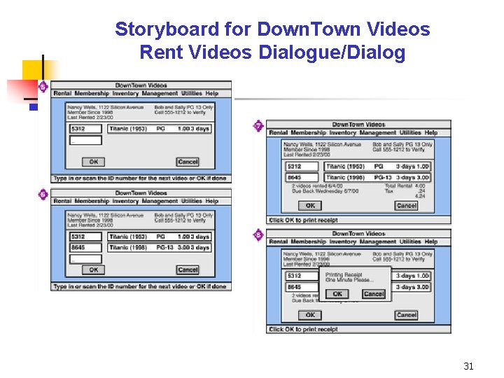 Storyboard for Down. Town Videos Rent Videos Dialogue/Dialog 31 