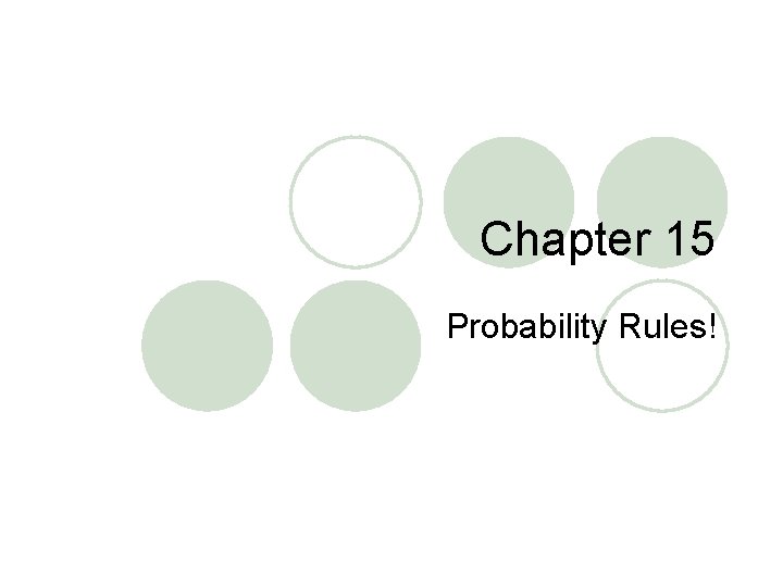 Chapter 15 Probability Rules! 