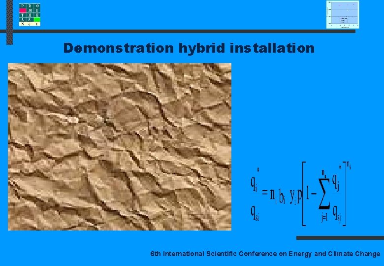 Demonstration hybrid installation 6 th International Scientific Conference on Energy and Climate Change 