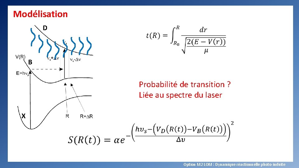 Modélisation D B Probabilité de transition ? Liée au spectre du laser X Option