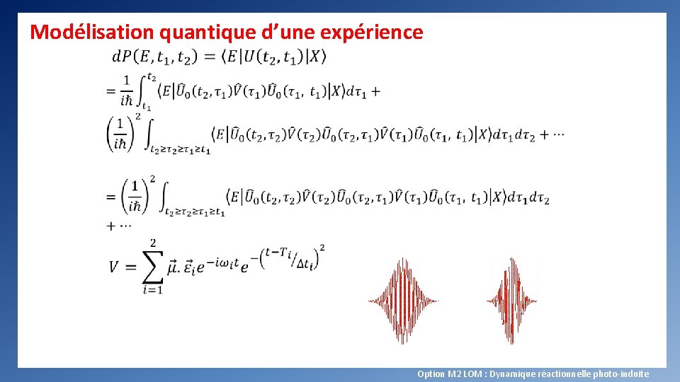 Modélisation quantique d’une expérience Option M 2 LOM : Dynamique réactionnelle photo-induite 