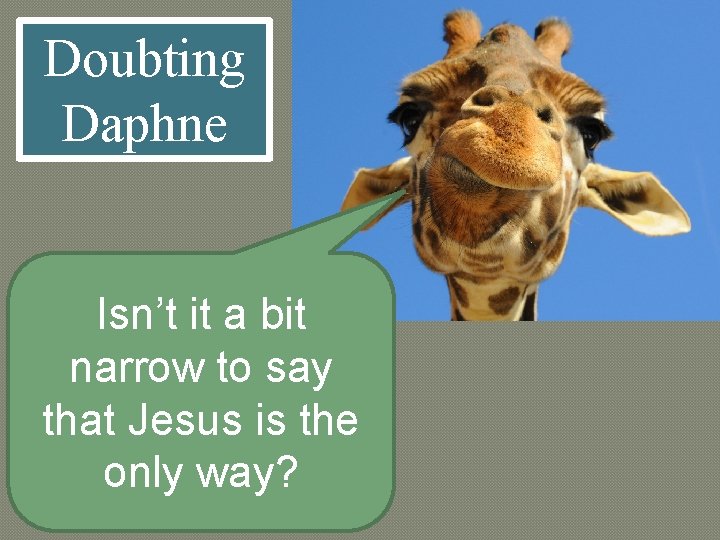 Doubting Daphne Isn’t it a bit narrow to say that Jesus is the only