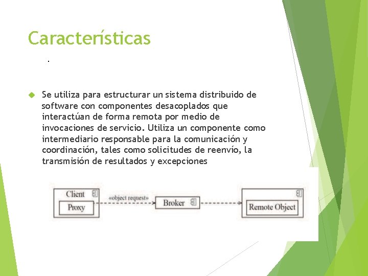 Características. Se utiliza para estructurar un sistema distribuido de software con componentes desacoplados que