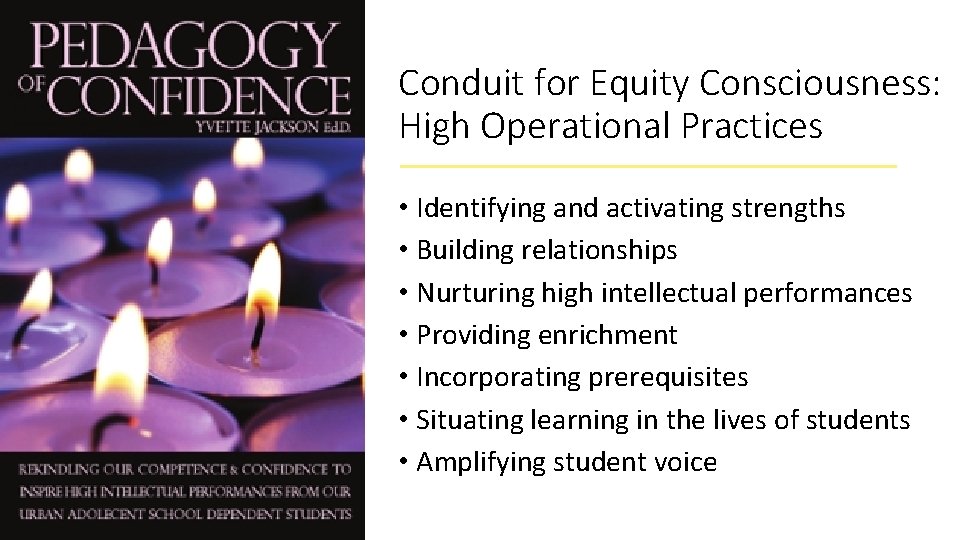 Conduit for Equity Consciousness: High Operational Practices • Identifying and activating strengths • Building