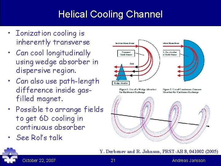 Helical Cooling Channel • Ionization cooling is inherently transverse • Can cool longitudinally using