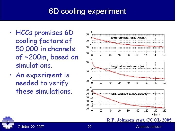 6 D cooling experiment • HCCs promises 6 D cooling factors of 50, 000