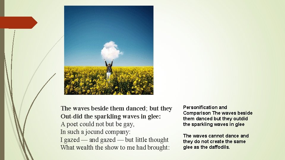 The waves beside them danced; but they Out-did the sparkling waves in glee: A