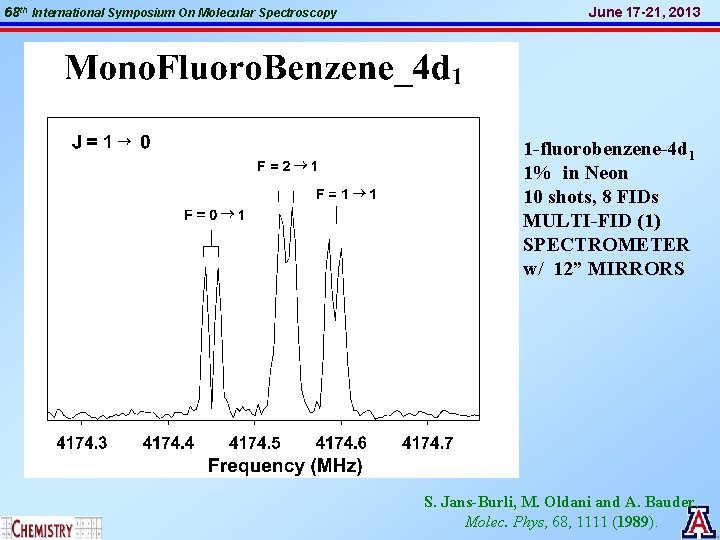 68 th International Symposium On Molecular Spectroscopy June 17 -21, 2013 1 -fluorobenzene-4 d