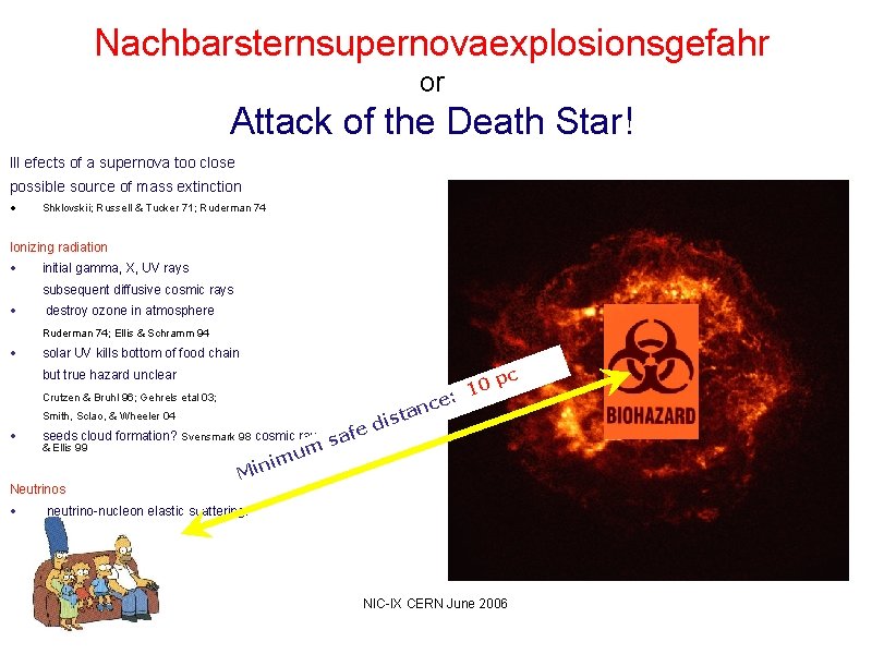 Nachbarsternsupernovaexplosionsgefahr or Attack of the Death Star! Ill efects of a supernova too close