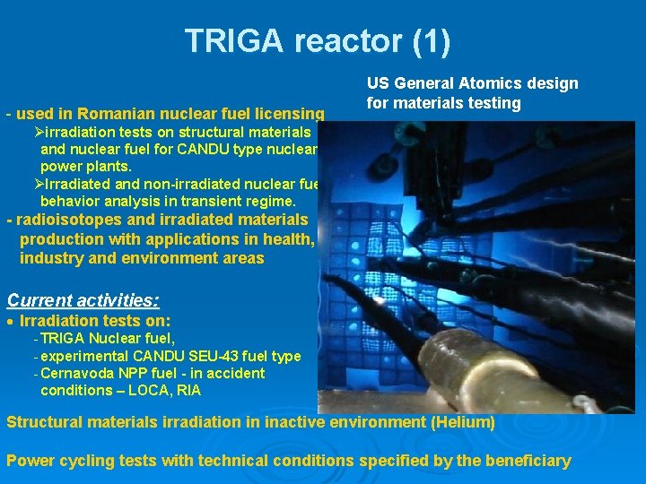 TRIGA reactor (1) - used in Romanian nuclear fuel licensing US General Atomics design