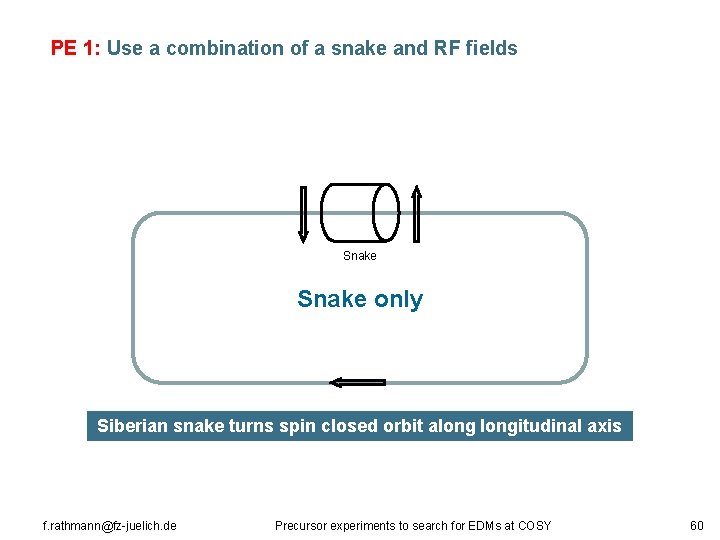 PE 1: Use a combination of a snake and RF fields Snake only Siberian