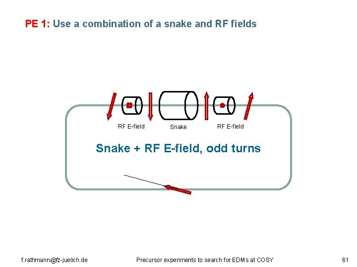 PE 1: Use a combination of a snake and RF fields RF E-field Snake