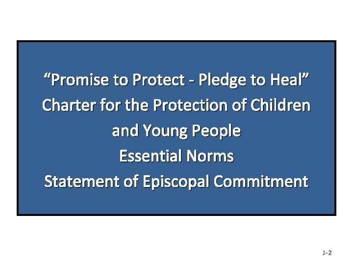 “Promise to Protect - Pledge to Heal” Charter for the Protection of Children and