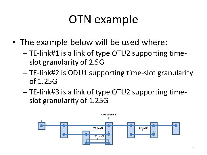 OTN example • The example below will be used where: – TE-link#1 is a