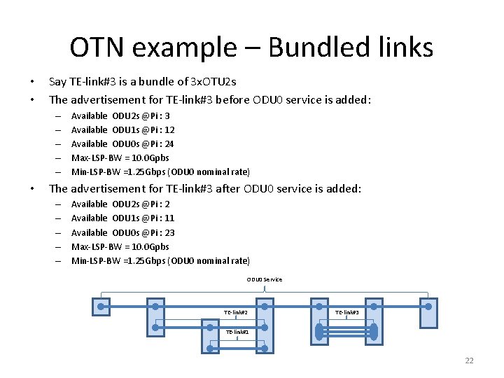 OTN example – Bundled links • • Say TE-link#3 is a bundle of 3