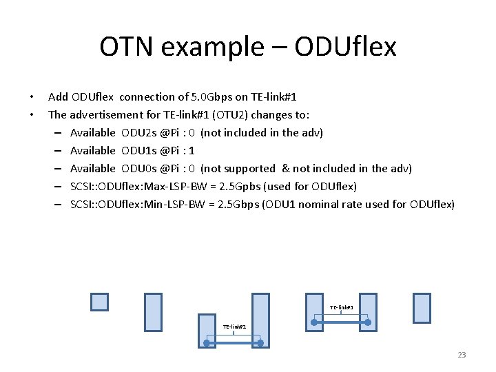 OTN example – ODUflex • • Add ODUflex connection of 5. 0 Gbps on