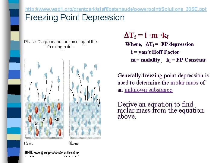 http: //www. wsd 1. org/grantpark/staff/patenaude/powerpoint/Solutions_30 SE. ppt Freezing Point Depression Phase Diagram and the