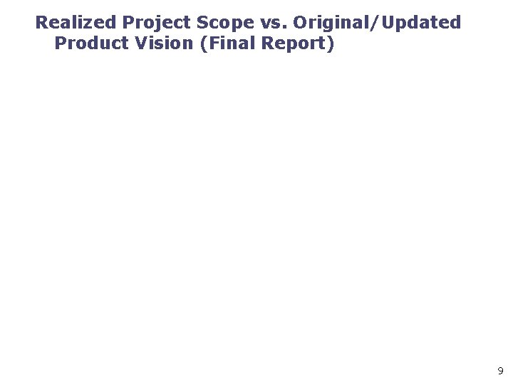 Realized Project Scope vs. Original/Updated Product Vision (Final Report) 9 