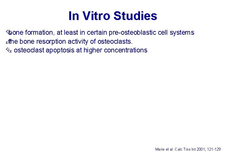 In Vitro Studies bone formation, at least in certain pre-osteoblastic cell systems È the
